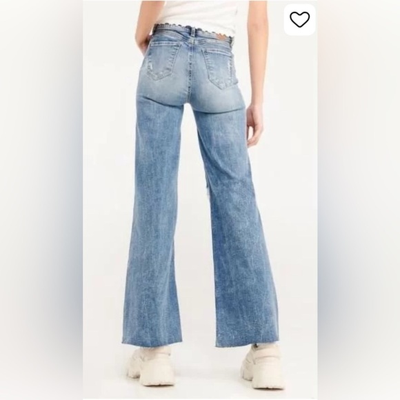 Koaj Palazzo Wide Leg High Rise Distressed Denim Jeans Size 6 - Picture 13 of 14